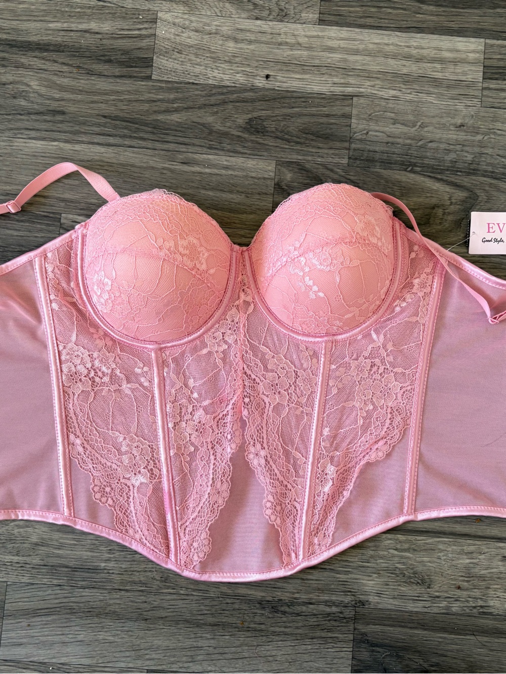 Forever 21 Pink Lace Longline Bustier Bra